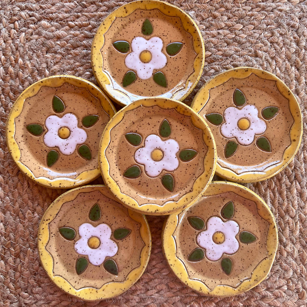 Happy Daisy Round Ceramic Trinket Dish