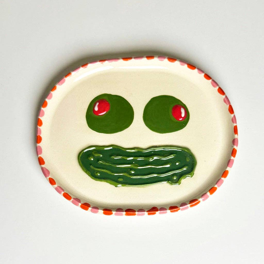 Olive & Pickle Face Ceramic Tray