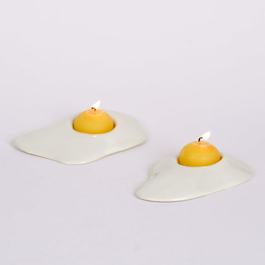 Egg & Yolk Ceramic Candle Holder