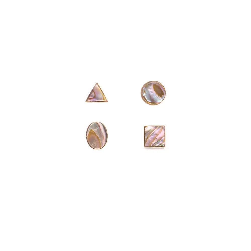 Abalone Shapes Stud Earrings (Set of 4)