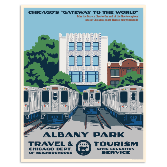 Chicago Neighborhood WPA-Style Tourism 16" x 20" Poster