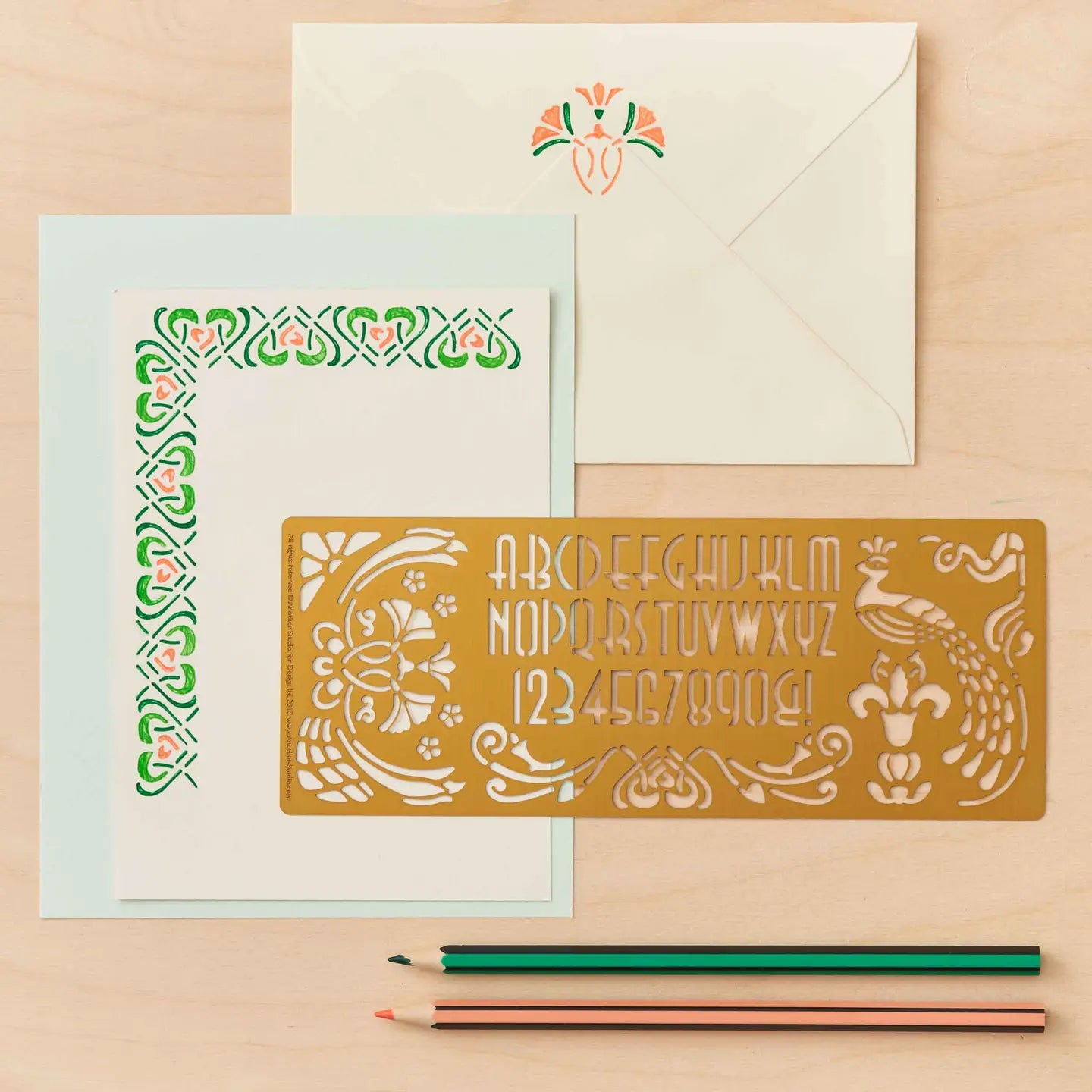 Art Nouveau Themed Design & Craft Drawing Stencil