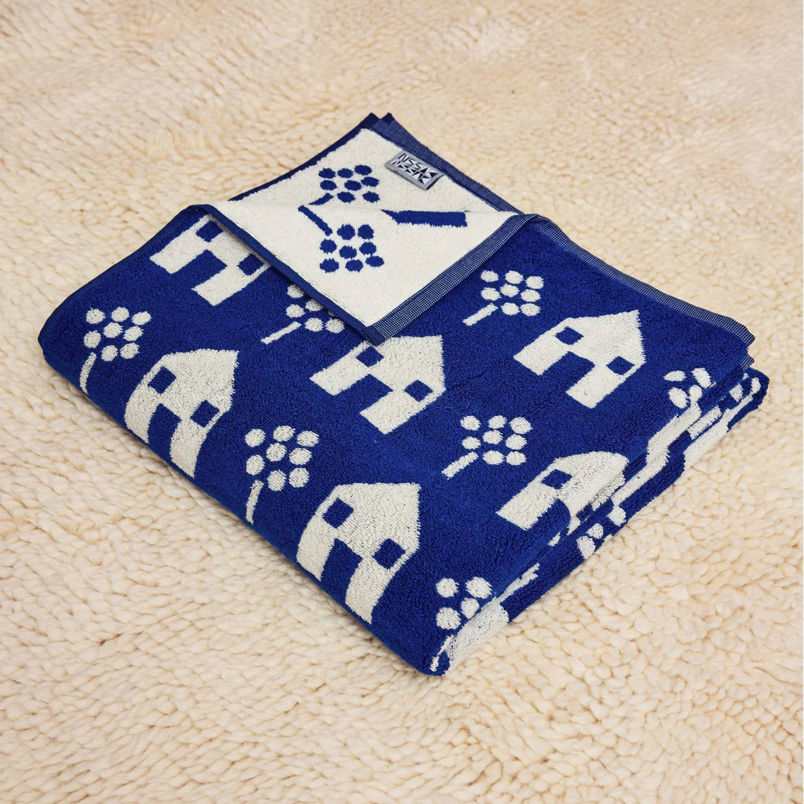Terrycloth Navy Pattern Bath or Beach Towel