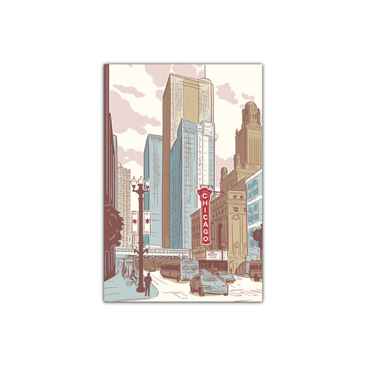 Chicago Loop Illustration Postcard