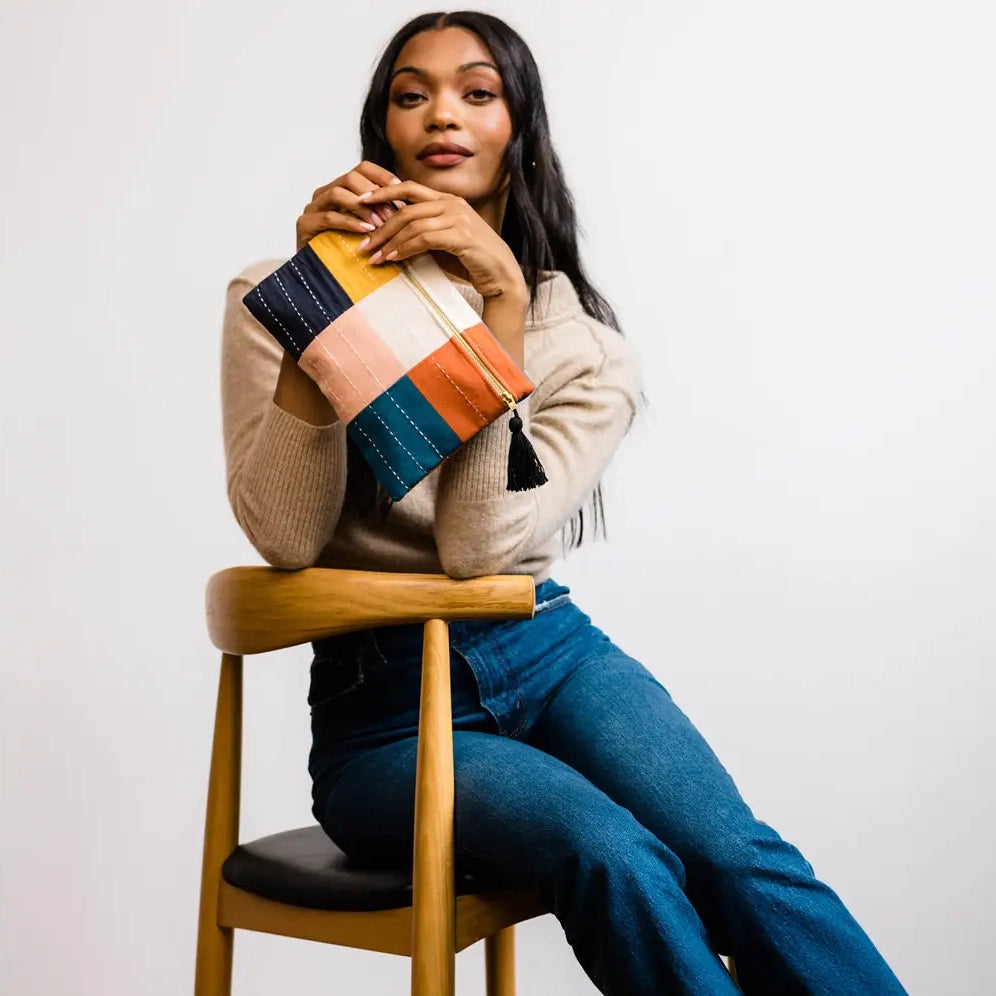 Checkered Clutch Pouch Purse