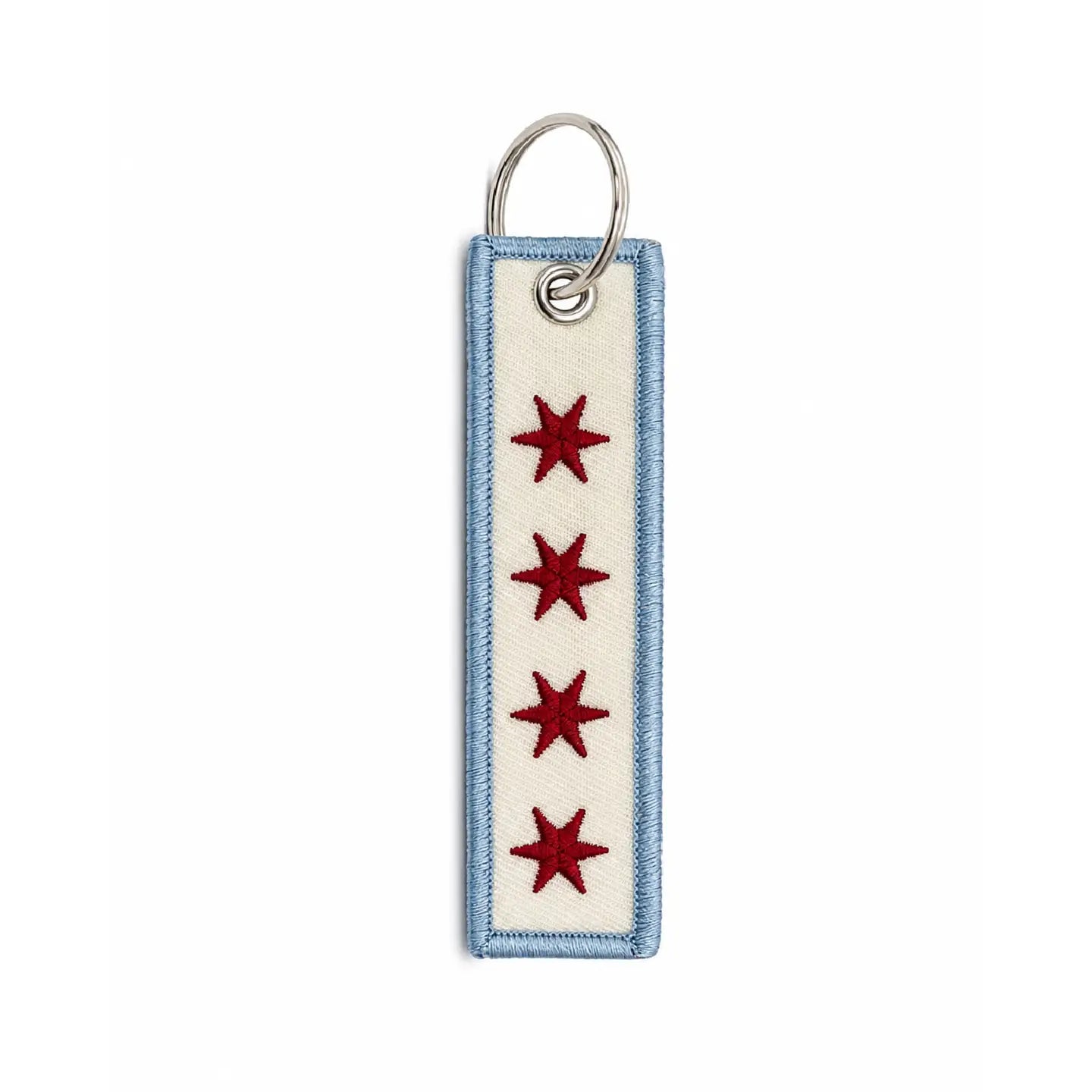 Chicago Flag Embroidered Keychain