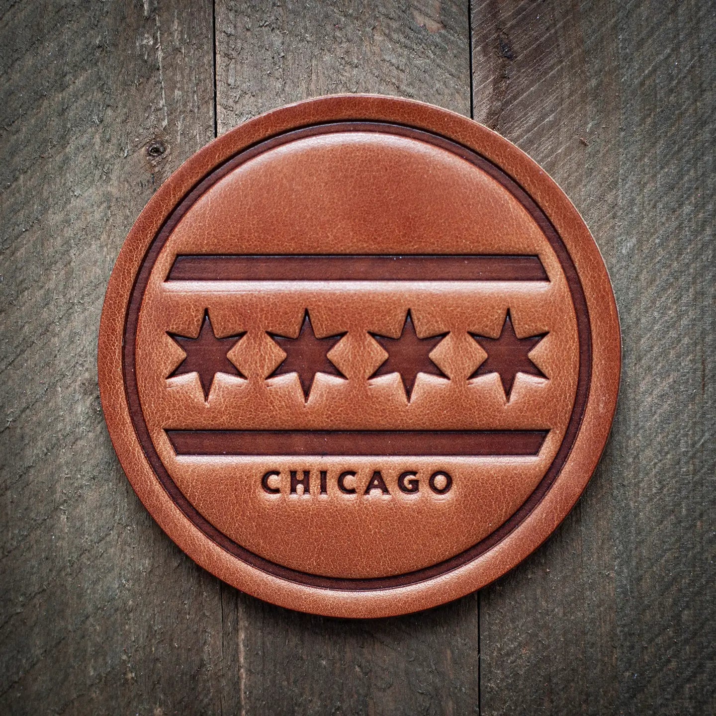 Chicago Flag Leather Coaster
