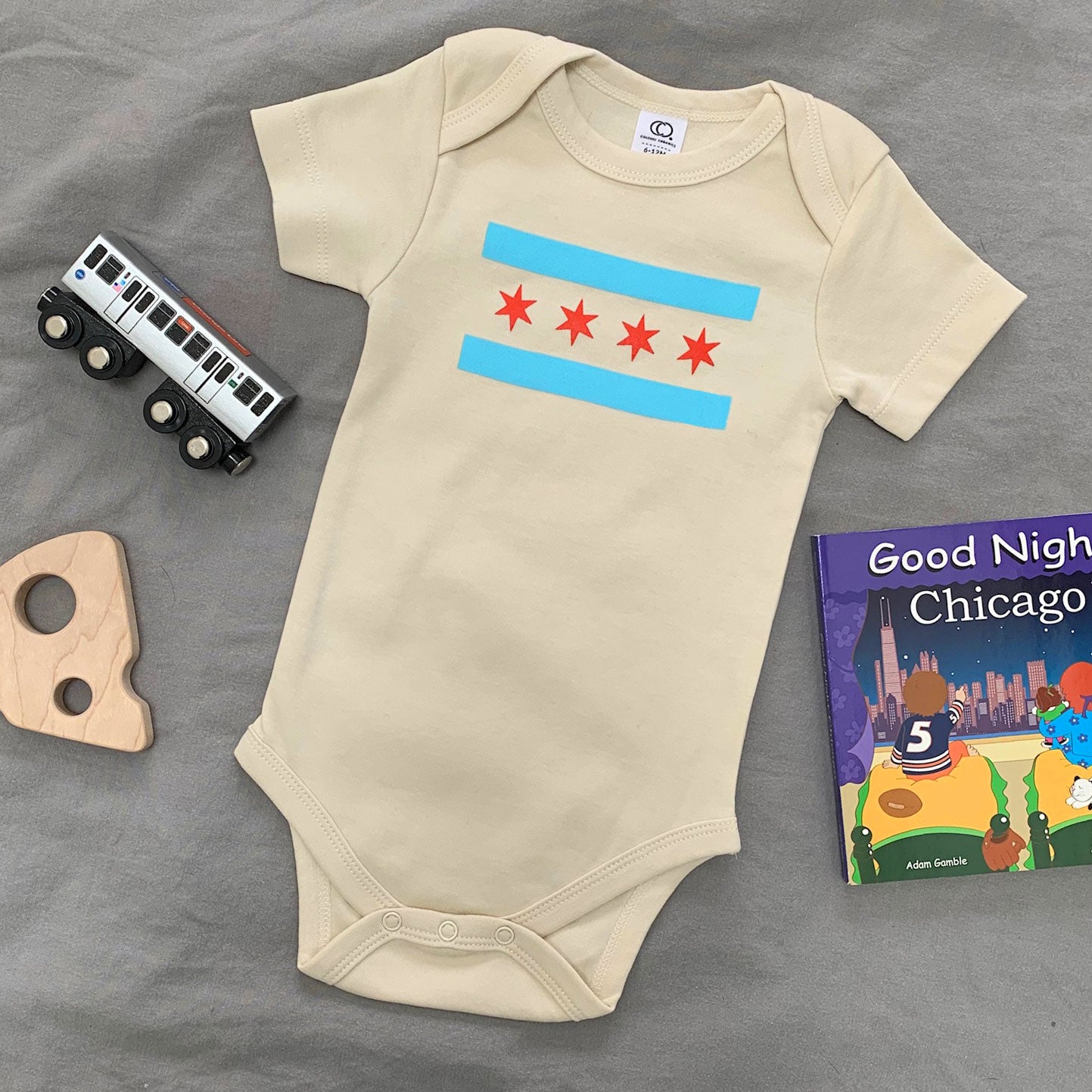 Chicago Flag Baby Organic Cotton Onepiece