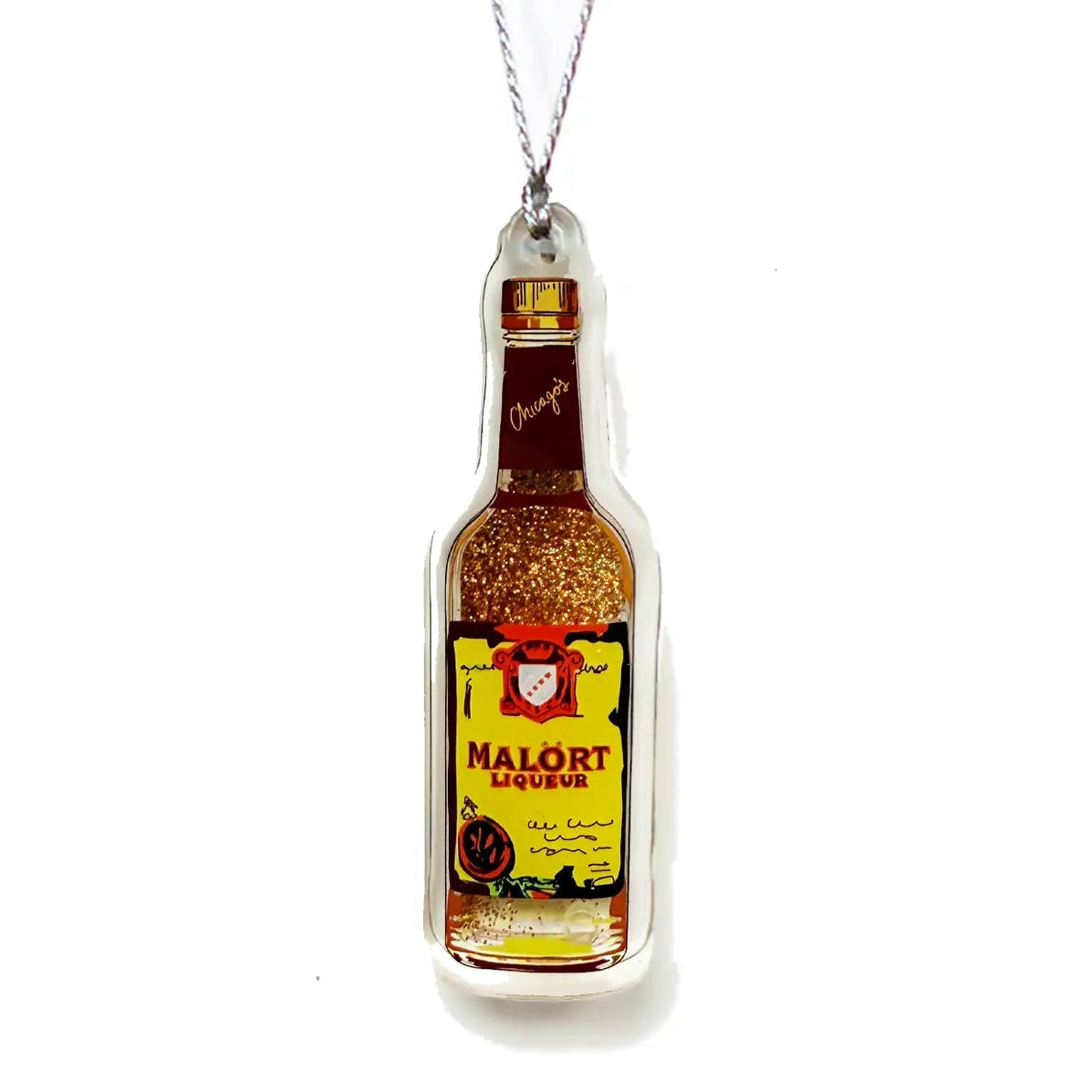 Chicago's Malört Glitter Holiday Acrylic Ornament