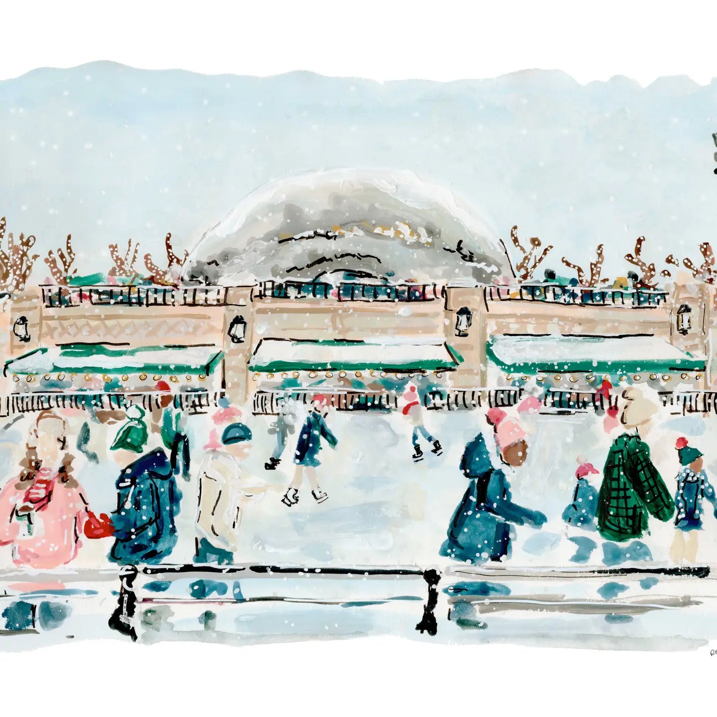 Chicago Millennium Park Skating Rink & Bean Holiday Art Print