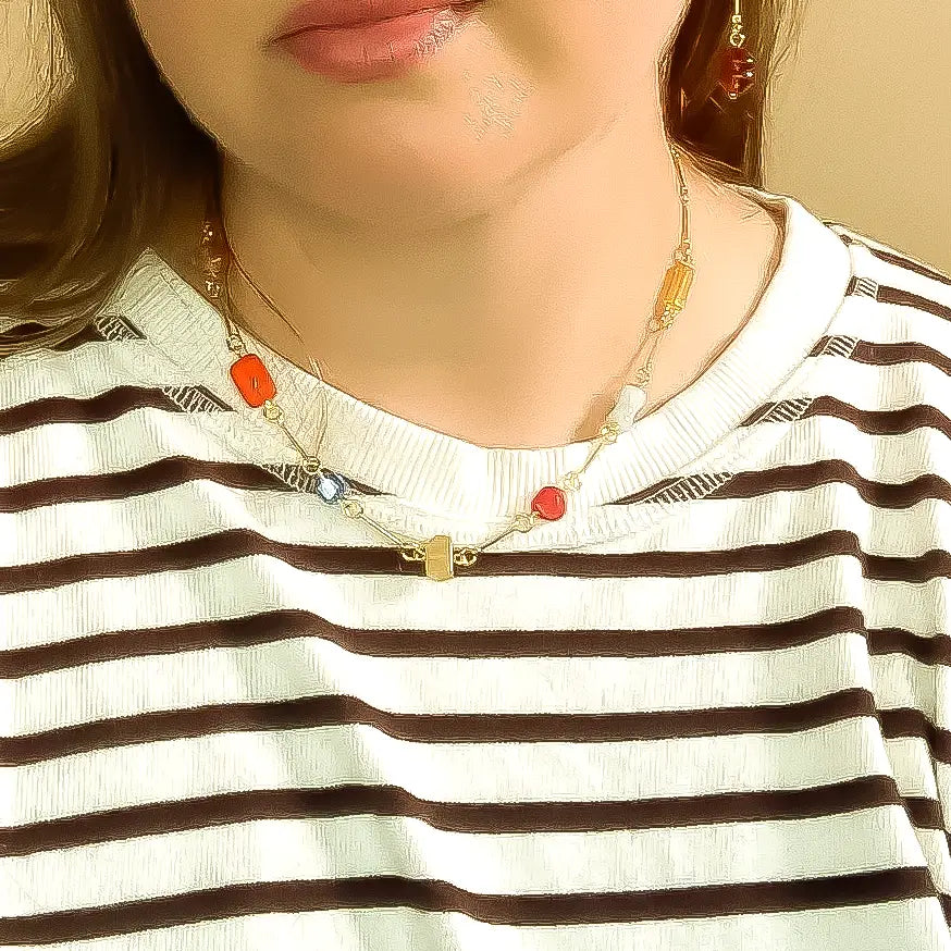 Composition Beaded Glass 17" Necklace