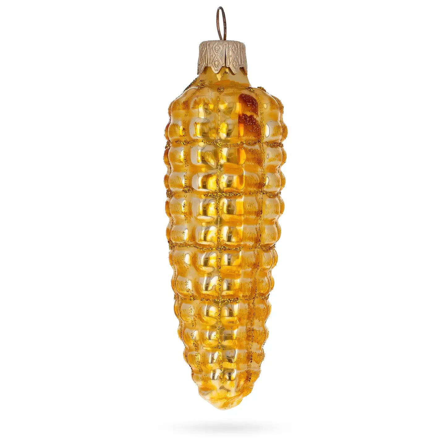 Corn on the Cob Glittery Glass Ornament