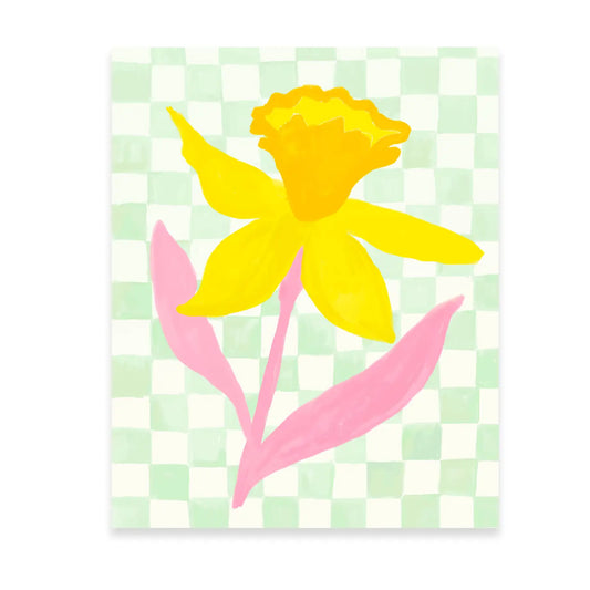 Daffodil Flower Checkered 8" x 10" Print