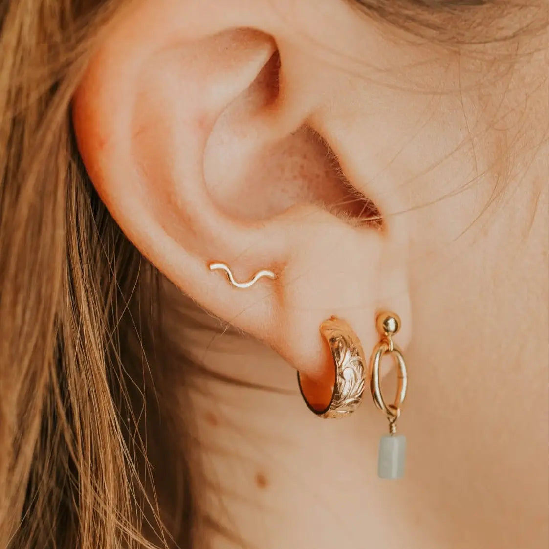 Tiny Wave Ear Climbers 14k Gold Earrings