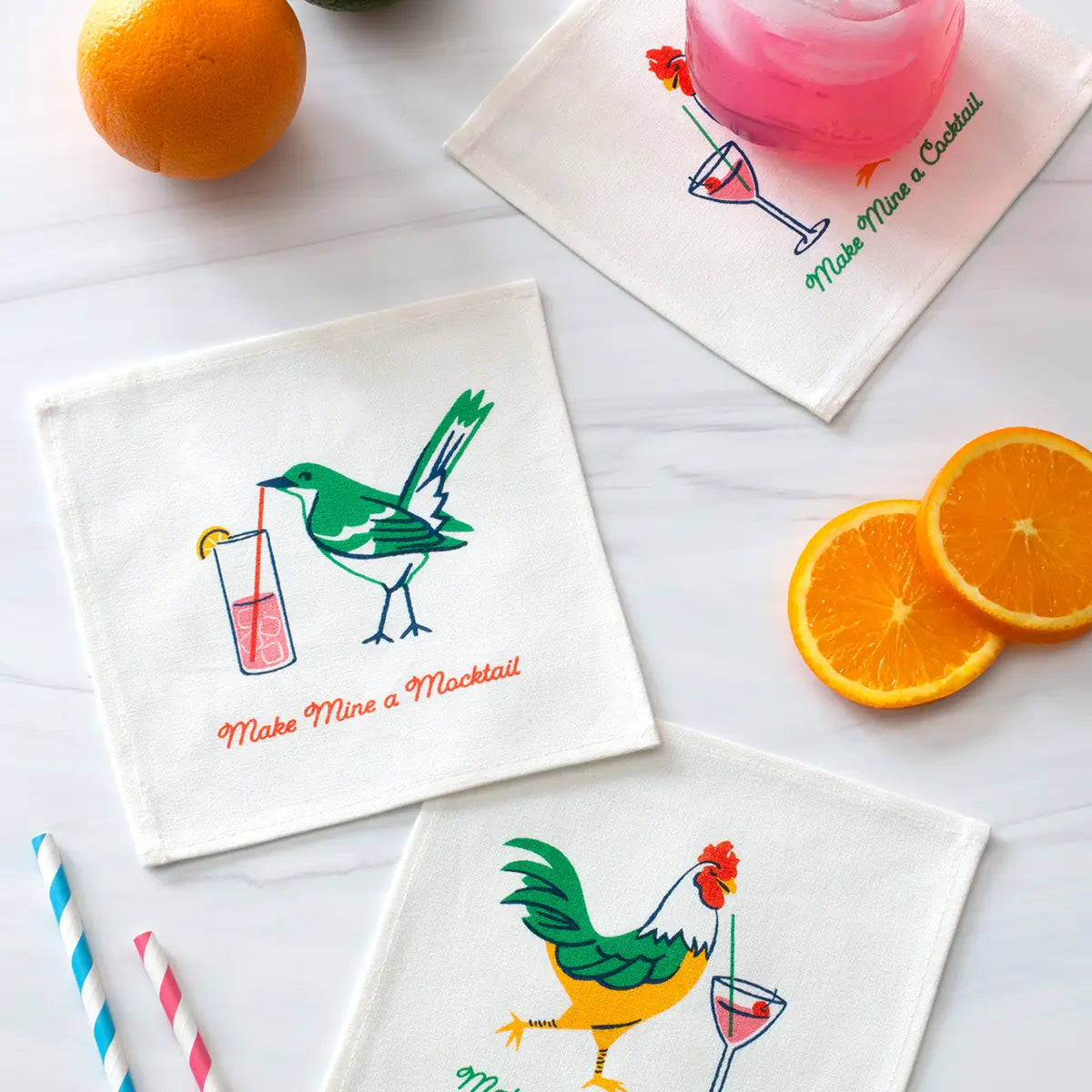 Cocktail Mocktail Screen Printed Cocktail Napkins (Set of 4)