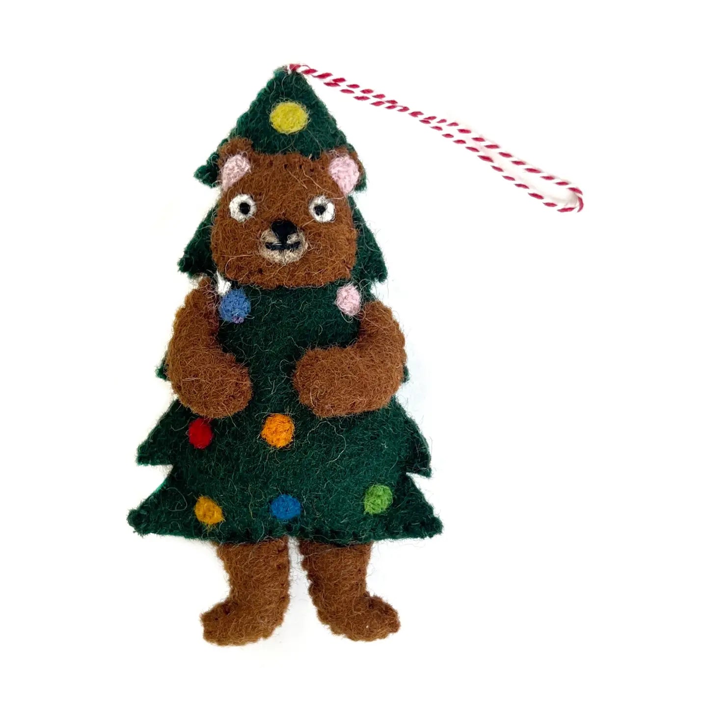Bear in Christmas Tree Knit Wool Ornament