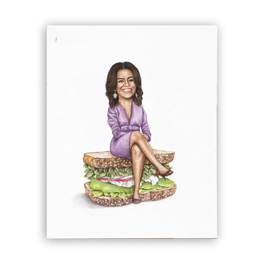 First Lady Michelle Obama on a Veggie Sandwich 8" x 10" Archival Print