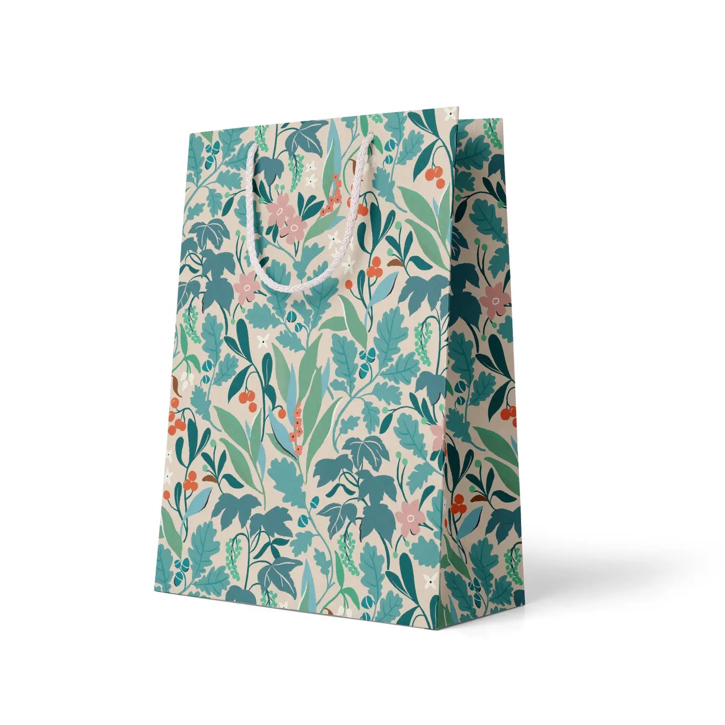 Grove of Daphne Green Floral 10" x 12" Gift Bag