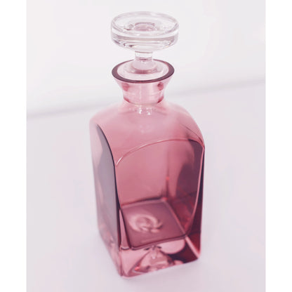 Handblown Rose Pink Glass Heritage Decanter