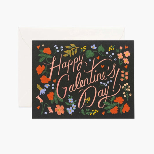 Happy Galentine's Day Script Floral Greeting Card