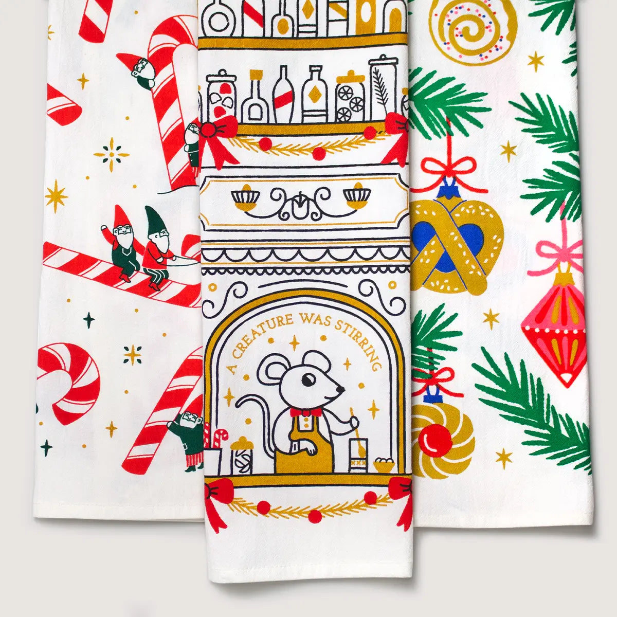 Stirring Mouse Bartender Holiday Screen Printed Tea Towel