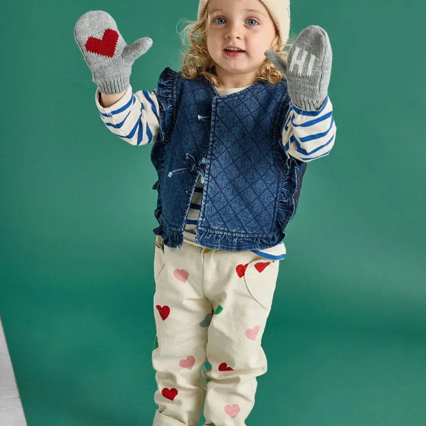 Chicago Love Heart Knit Toddler Mittens