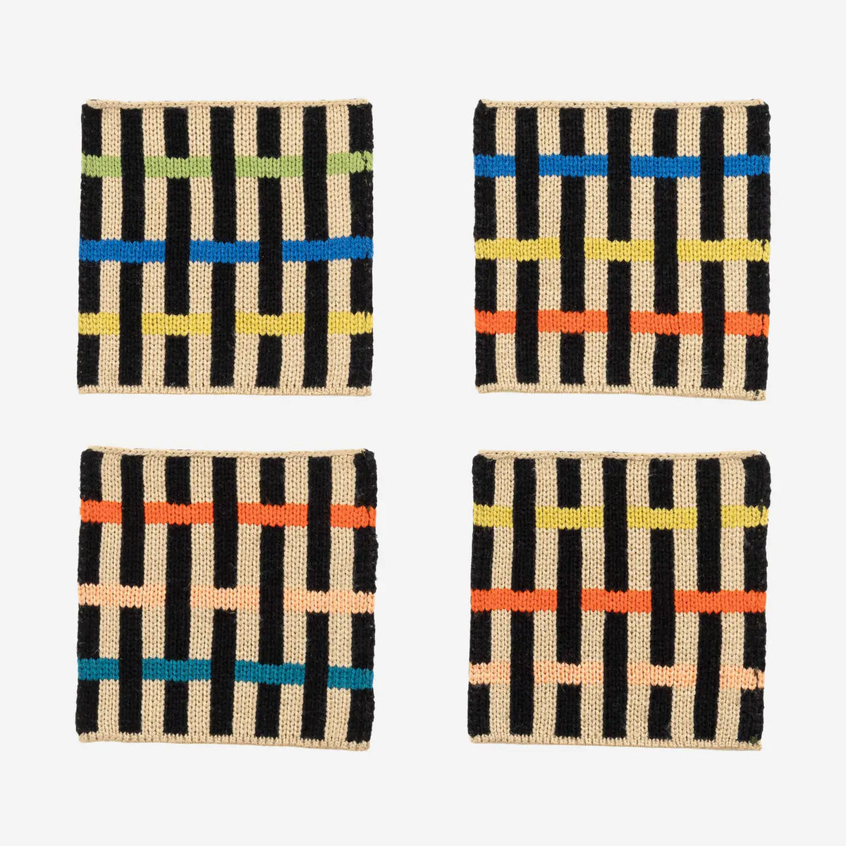 Ribbon Stripe Knit Coasters (Set of 4)