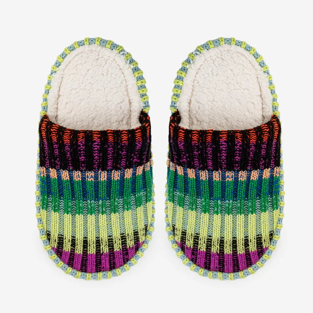 Mosaic Slide Striped Knit Slippers