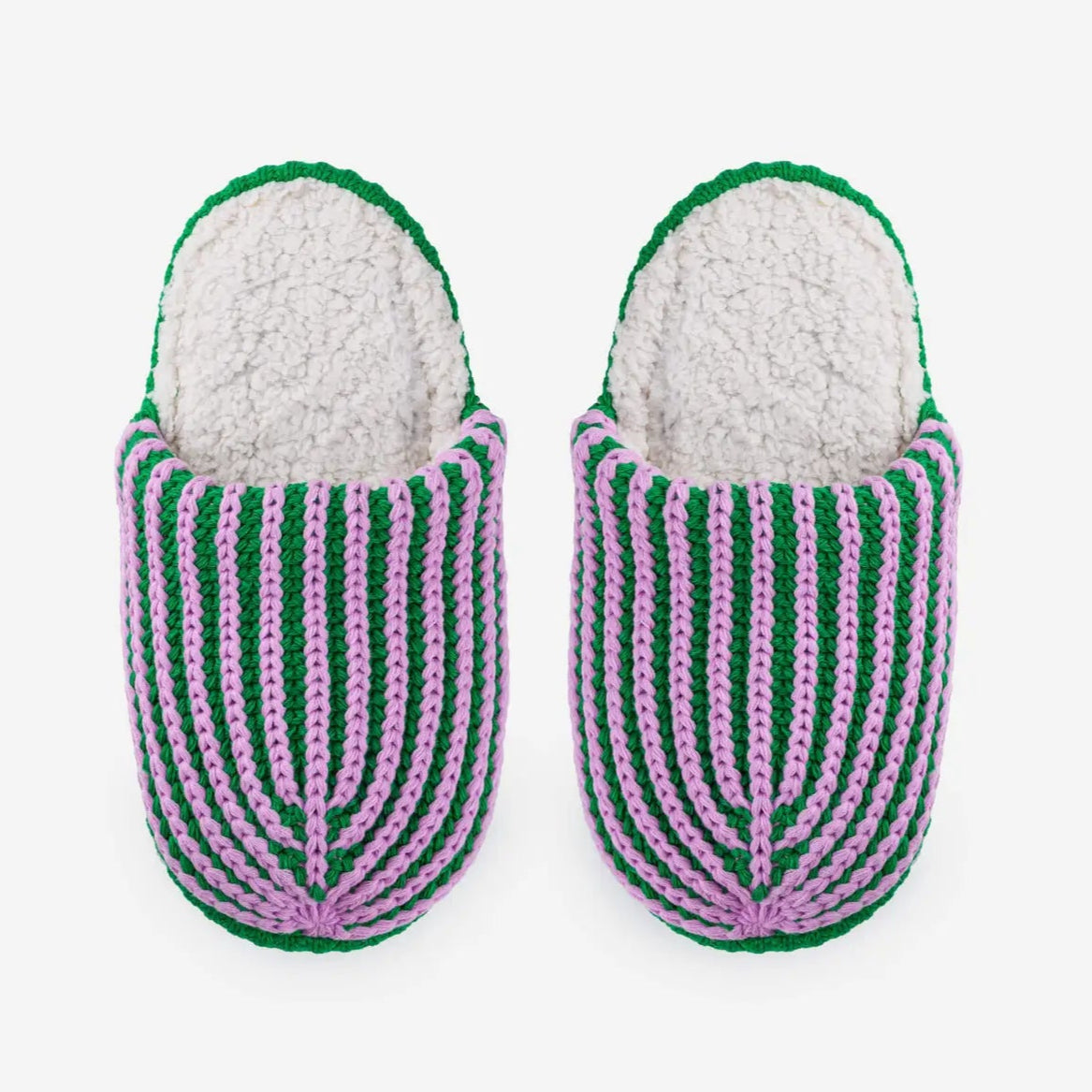 Chunky Rib Slide Striped Knit Slippers