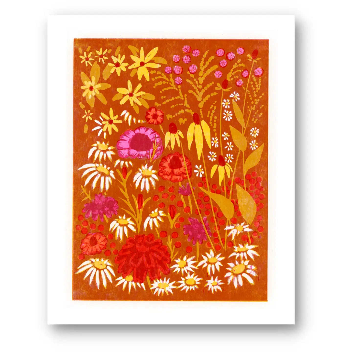 Marigolds and Rudbeckia Floral 8" x 10" Print