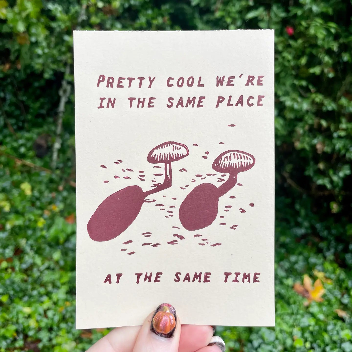 Mushroom Friends 4" x 6" Linocut Art Print