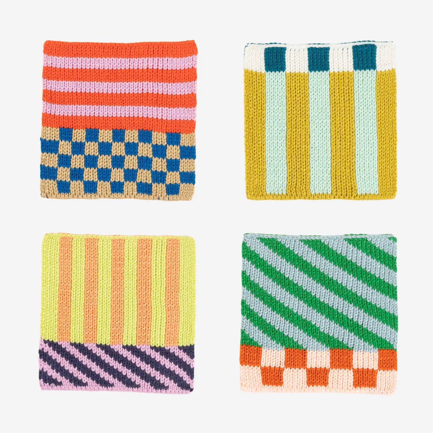 Pattern Patch Knit Coasters (Set of 4)