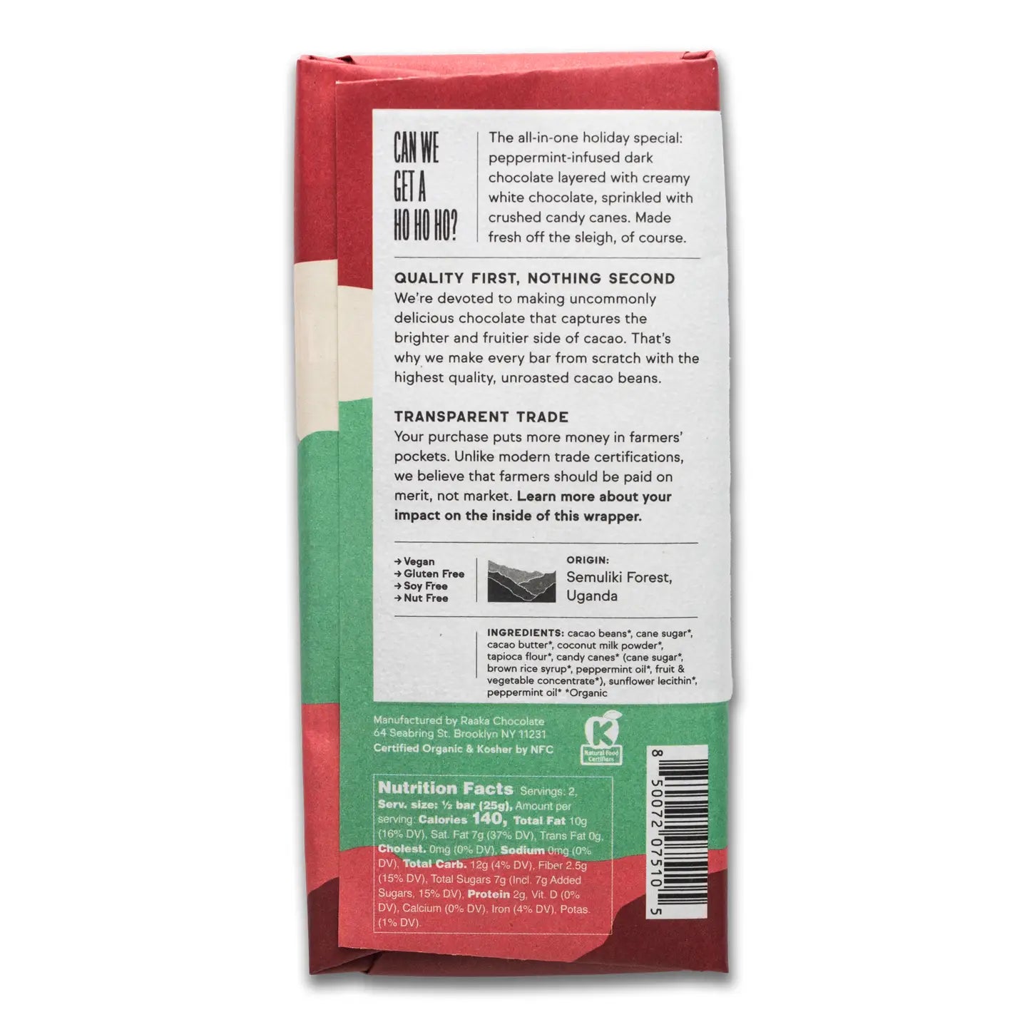 Peppermint Bark Dark Chocolate Bar