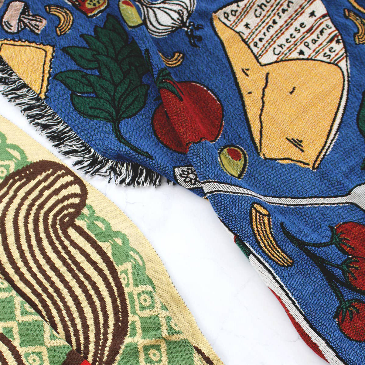 Italian for Dinner Pizza Tapestry 50" x 68" Woven Throw Blanket