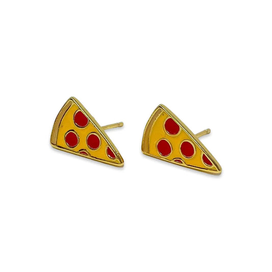 Pizza Stud Enamel Earrings