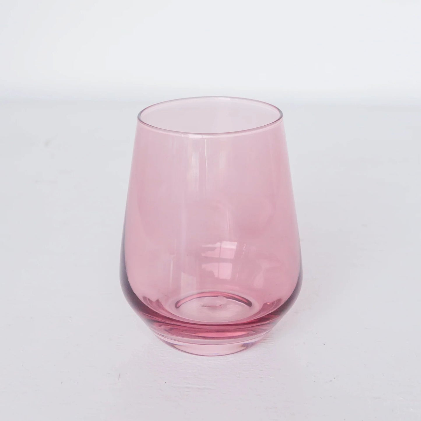 Handblown Rose Pink Colored Stemless Wine Glass