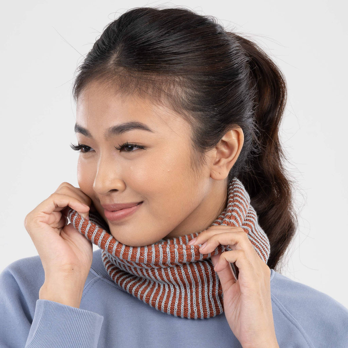 Simple Grid Knit Snood Neck Warmer