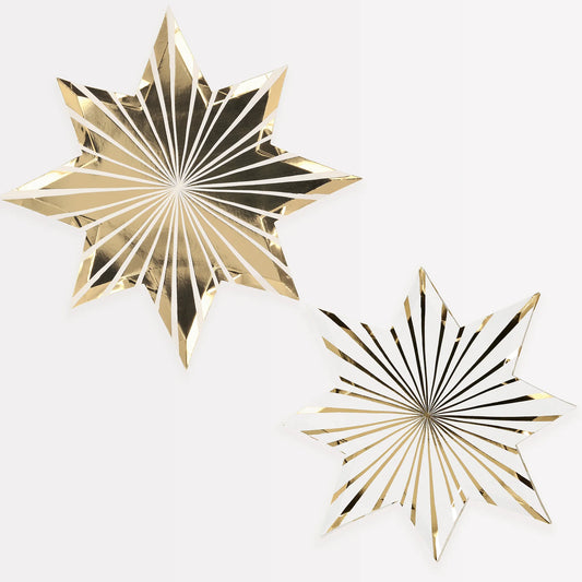 Gold Striped Star Shaped Paper Plates (Pack of 8)