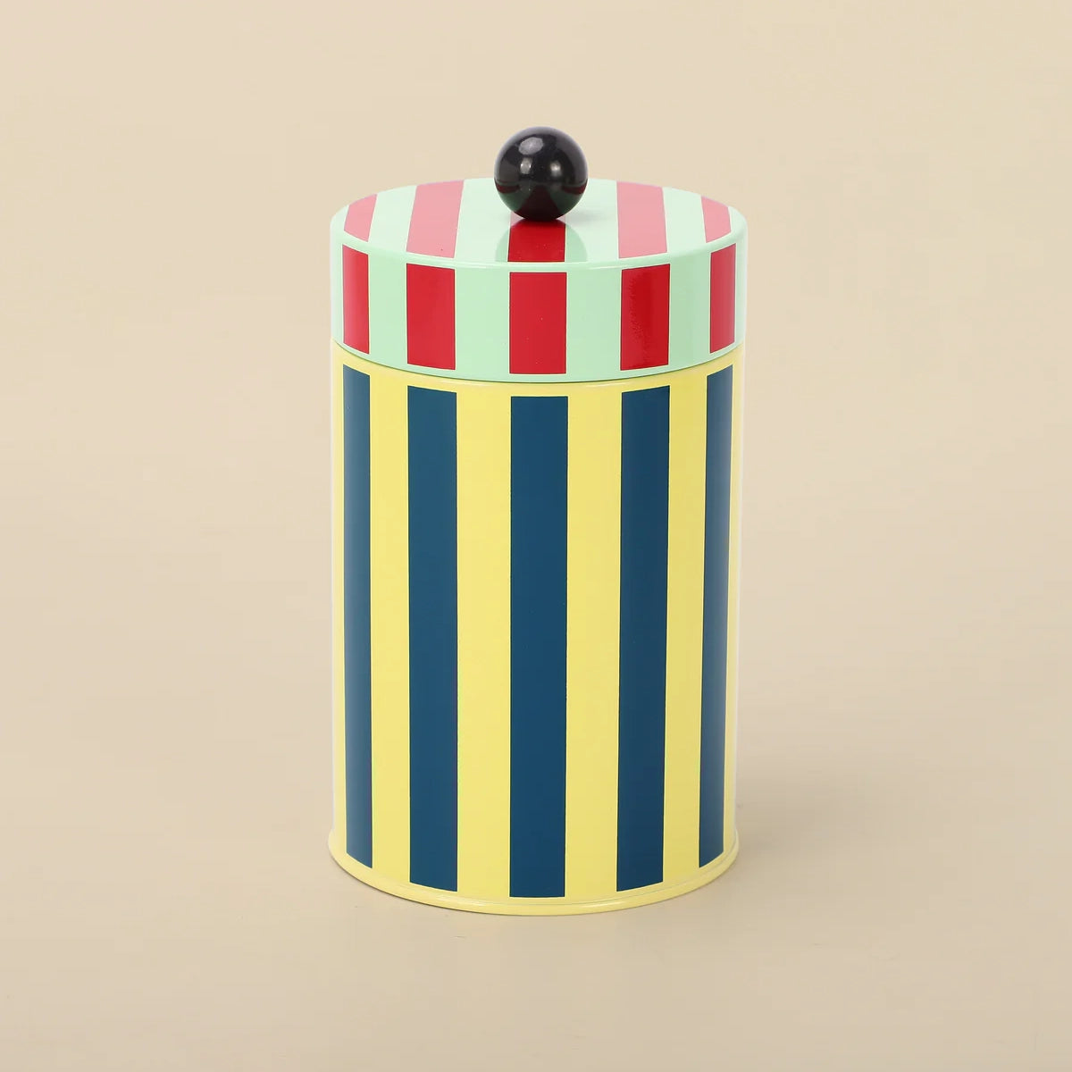 Striped Kitchen Metal Storage Canisters (Set of 3)