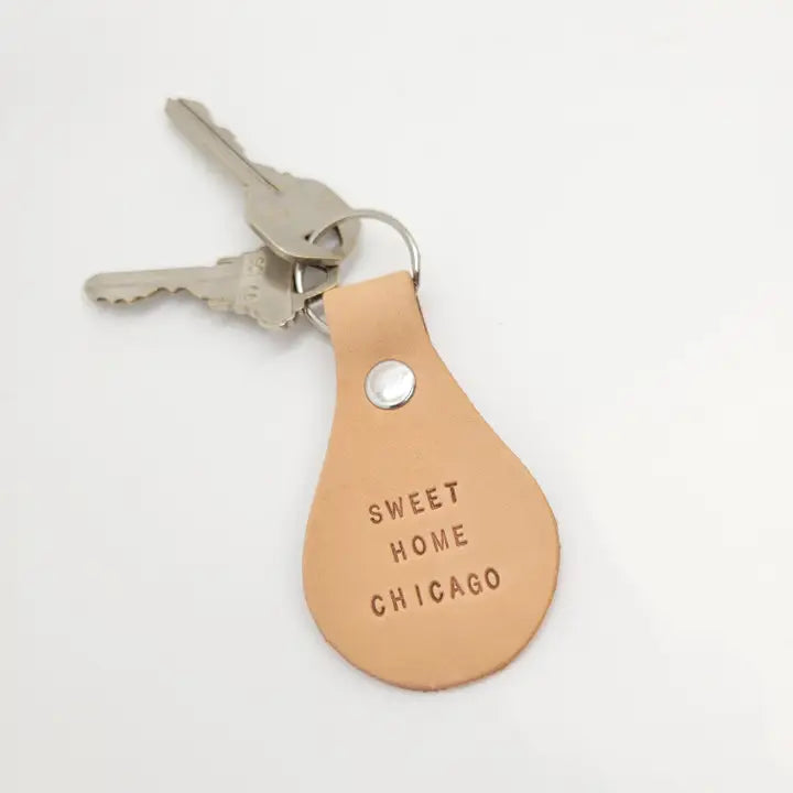 Sweet Home Chicago Stamped Leather Keychain