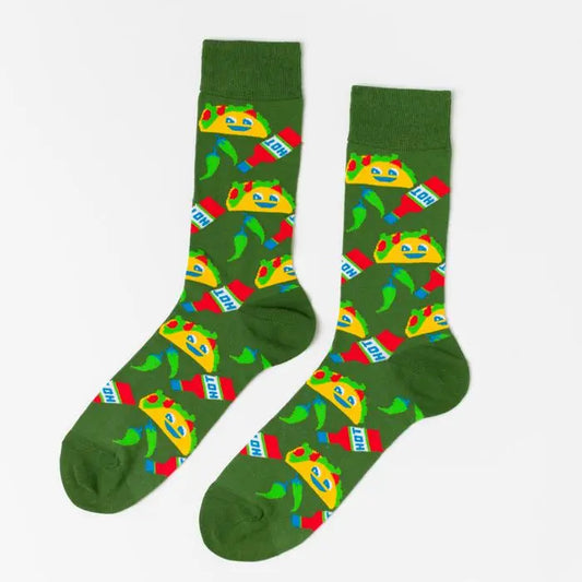 Taco & Hot Sauce Cotton Crew Socks