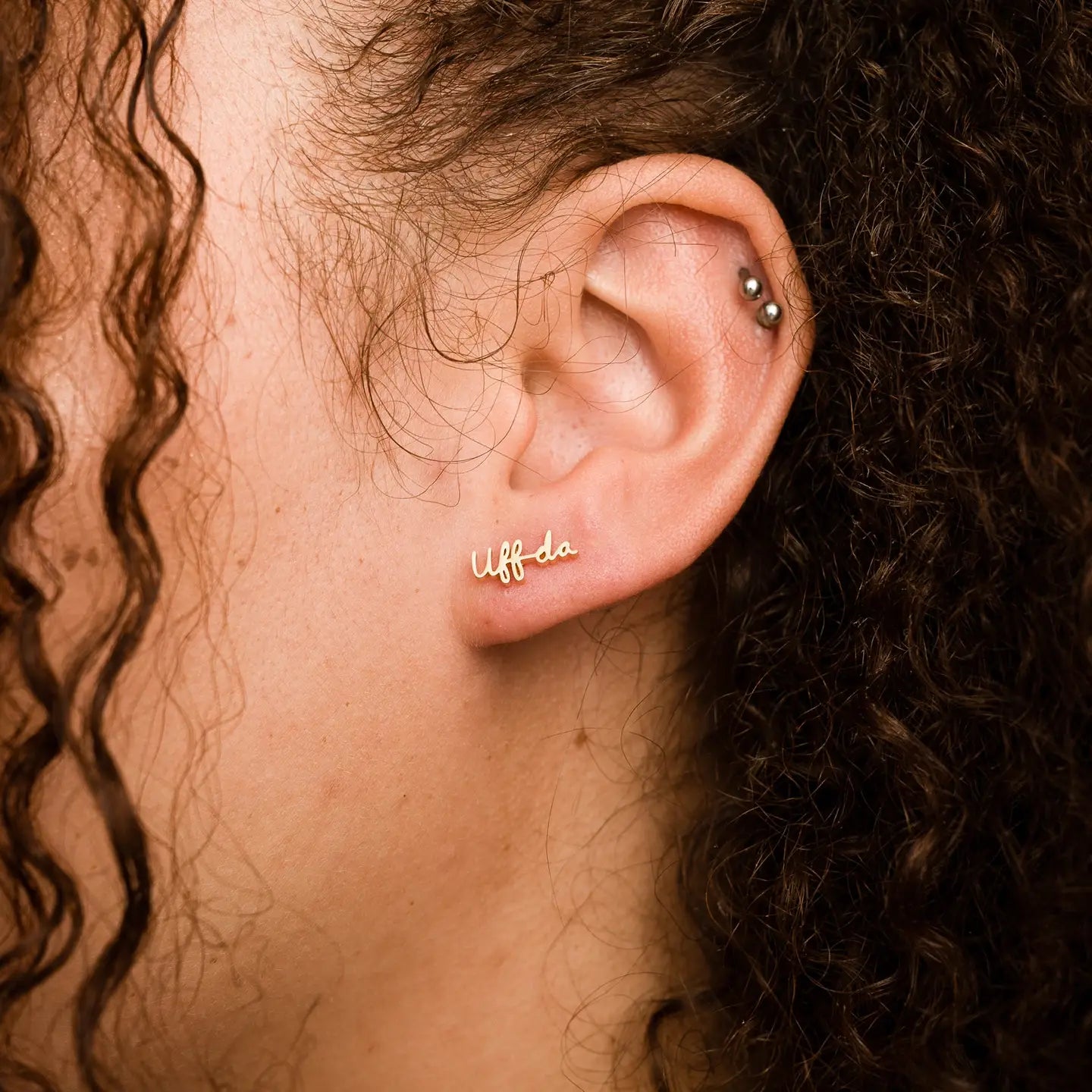 Uff Da Gold Stud Earrings