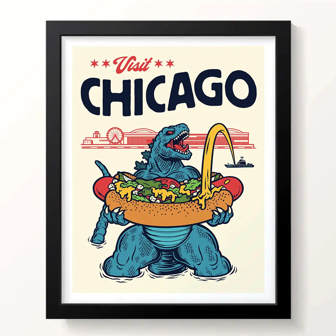 Visit Chicago Godzilla Tourism 8" x 10" Print