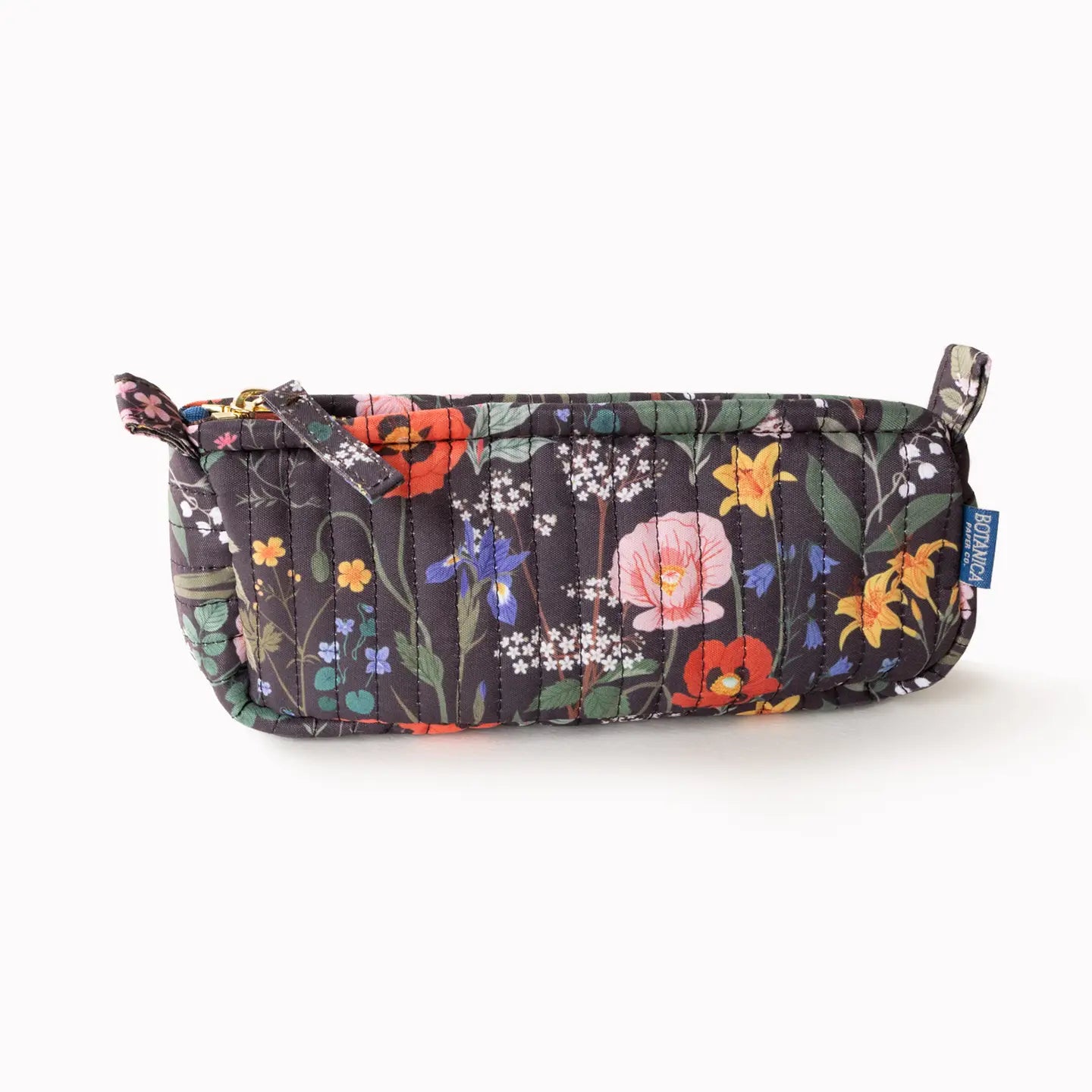 Cotton Quilted Floral Zippered Pencil Case