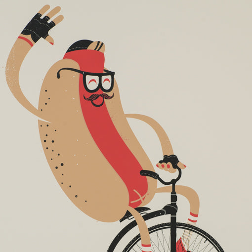 Chicago Style 1893 Hot Dog on Bike 18" x 24" Screen Print