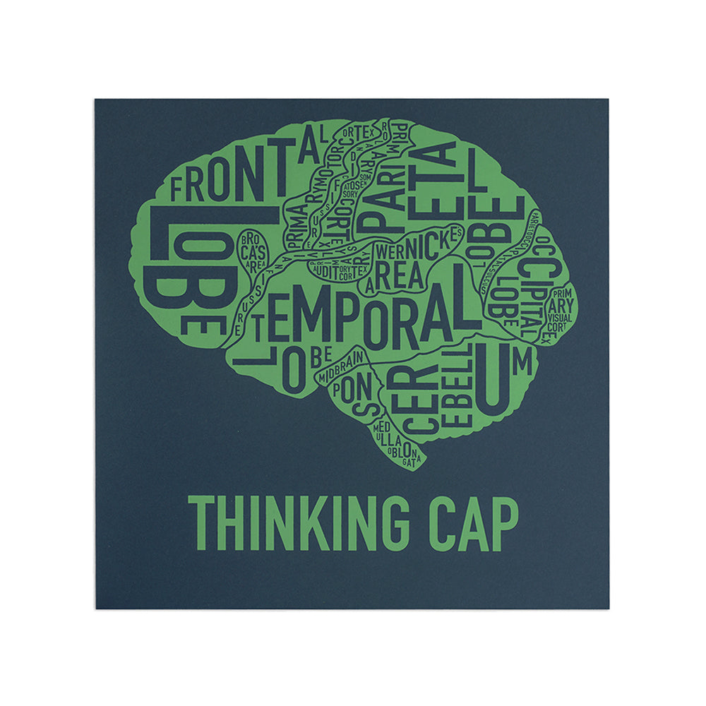 Typographic Anatomical Brain Diagram Print