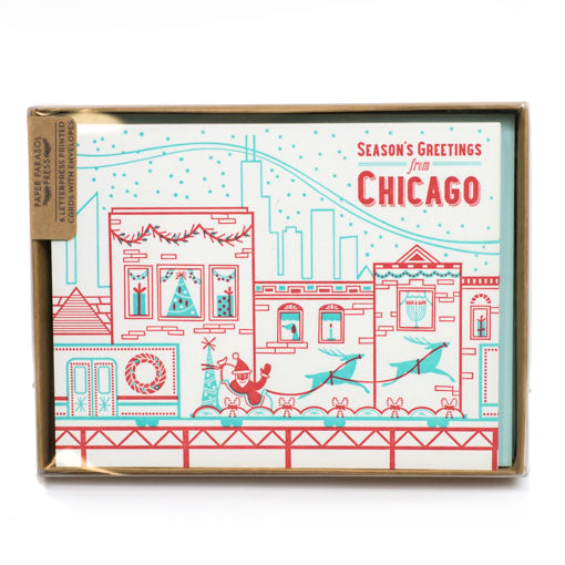 Season's Greetings from Chicago Holiday Train Letterpress Card Pack (Box of 6)
