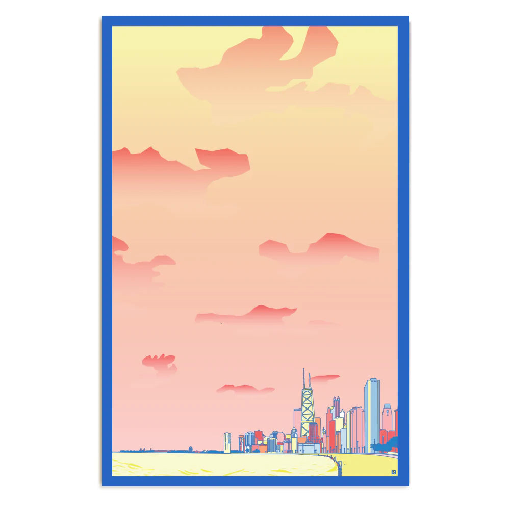 North Ave Beach Chicago 11" x 17" Illustrated Poster