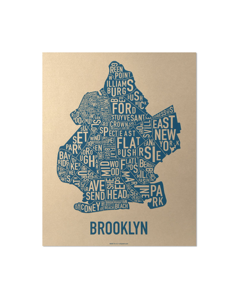 Brooklyn Neighborhood Map Poster