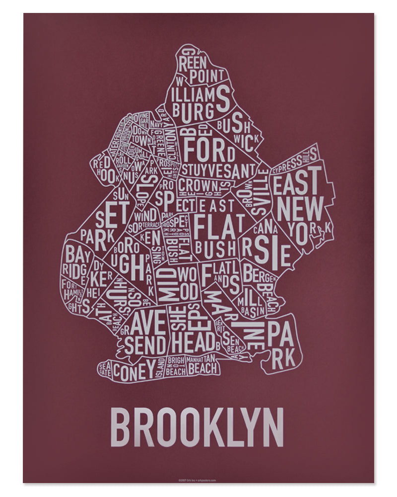 Brooklyn Neighborhood Map Poster